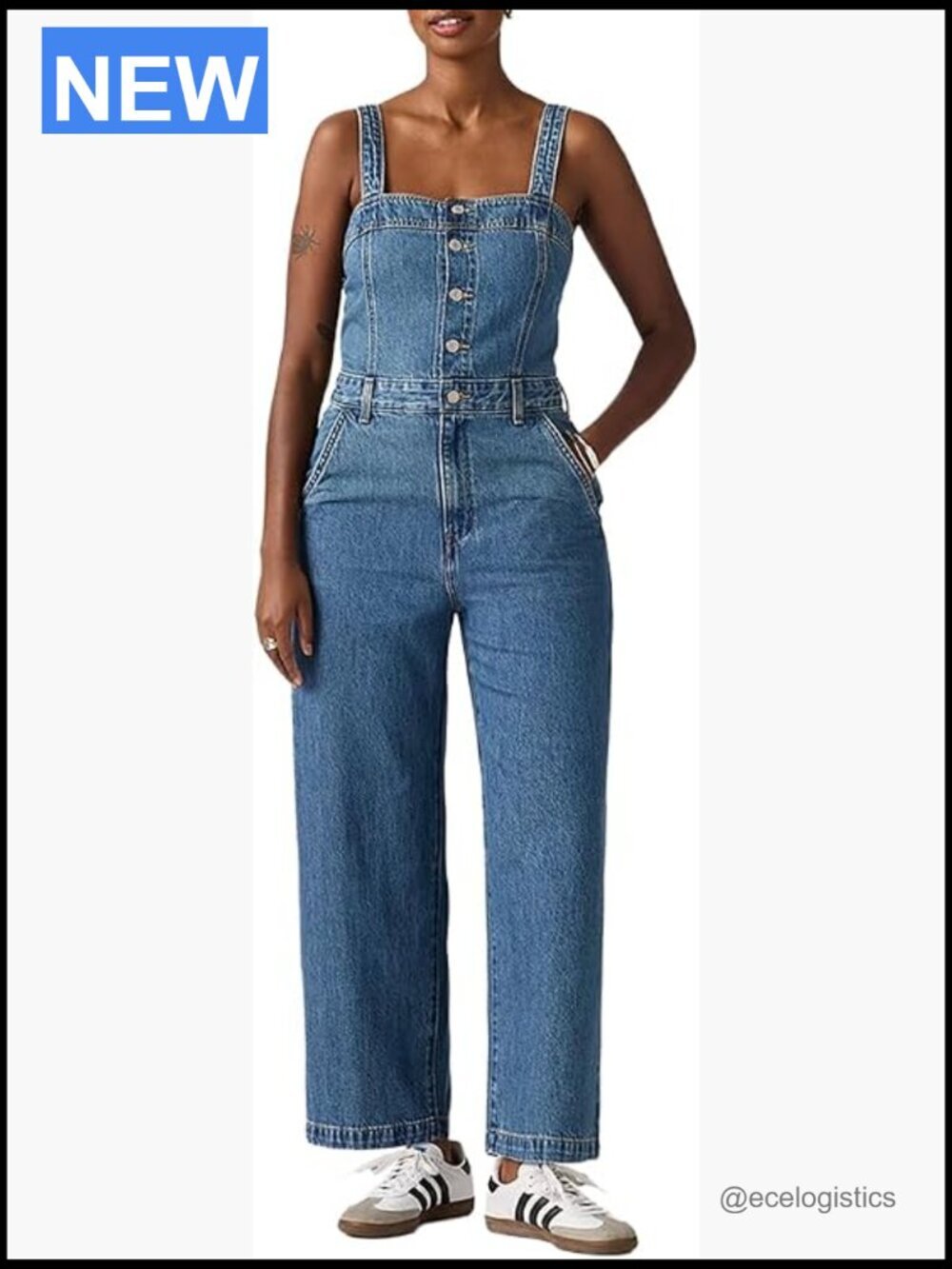 Square Neck Cotton Jumpsuit Regular Fit